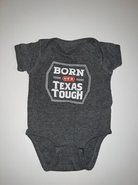 Born Texas Tough HEB Grocery Store Baby Bodysuit - Gray